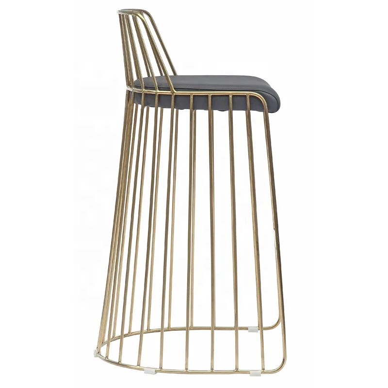 Винтажный высокий барный стул в индустриальном стиле из розового золота с металлической проволокой для барного стола