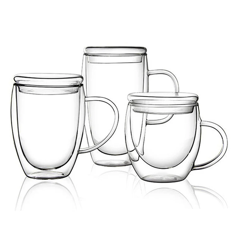Top Selling 250ml 8.4oz Double Wall Glass Cup with Bamboo Lid Custom Glass Cup for Coffee or Tea