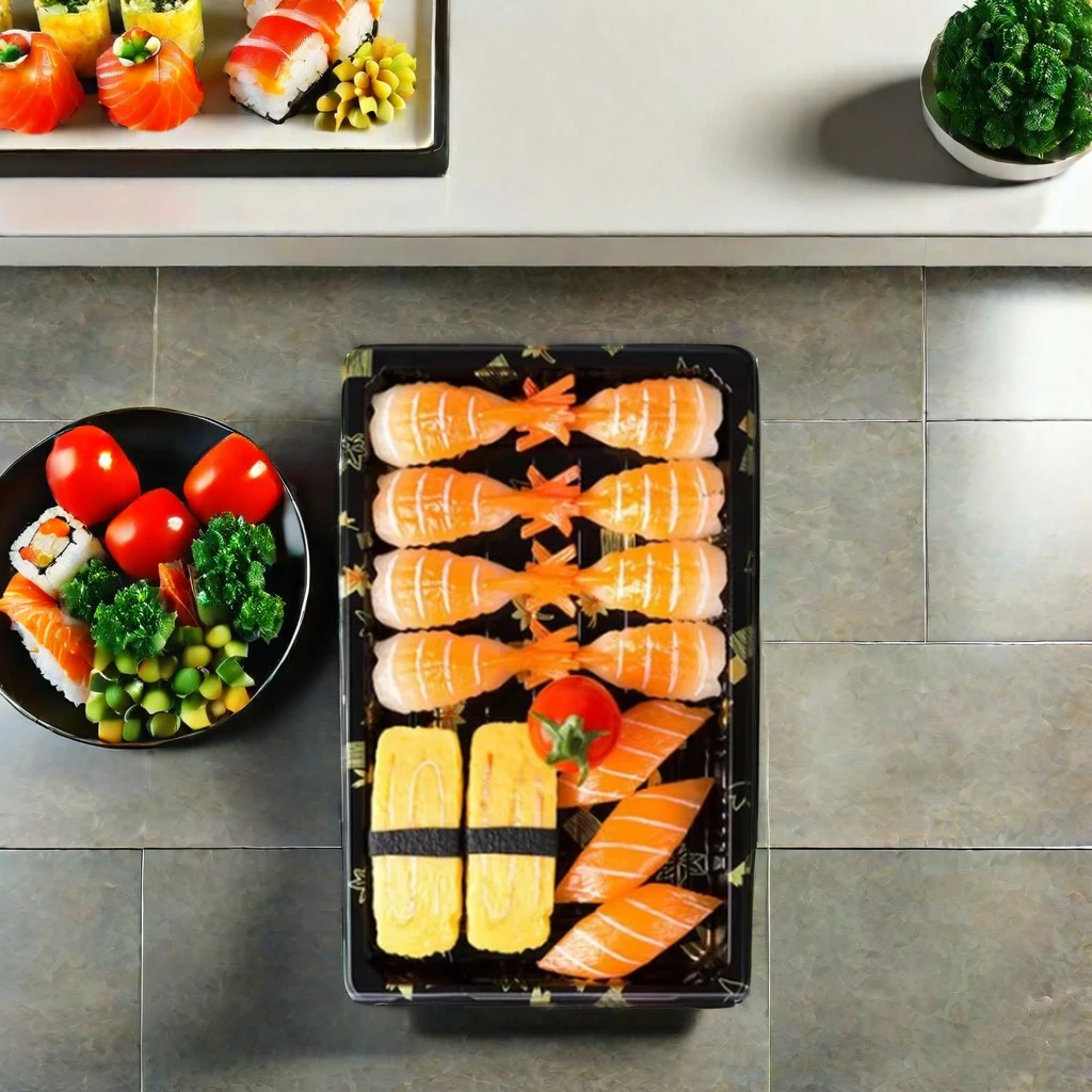 Hot Selling Custom Rectangular Sushi Container Food-Grade Disposable Plastic with Anti-Fog Lid