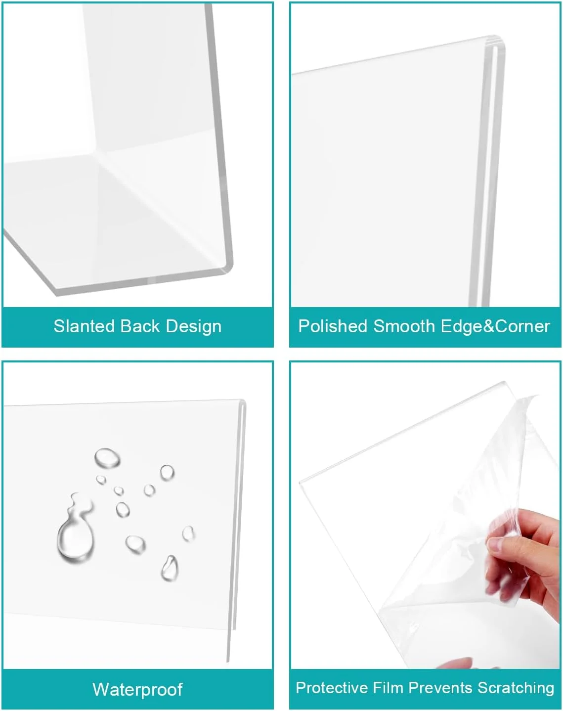 Custom L-shaped A4 A5A6 size clear acrylic menu board display stand