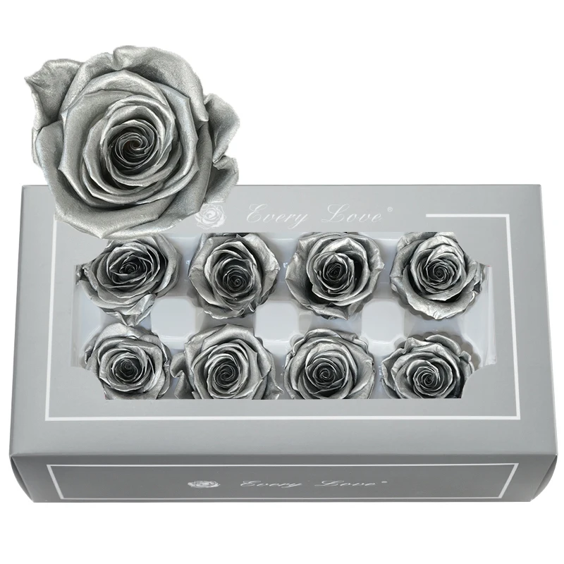 Fresh Real 4-5cm Gold silver Grade A Eternal Life preserve roses Heads Preserved Flowers for party thanksgiving christmas