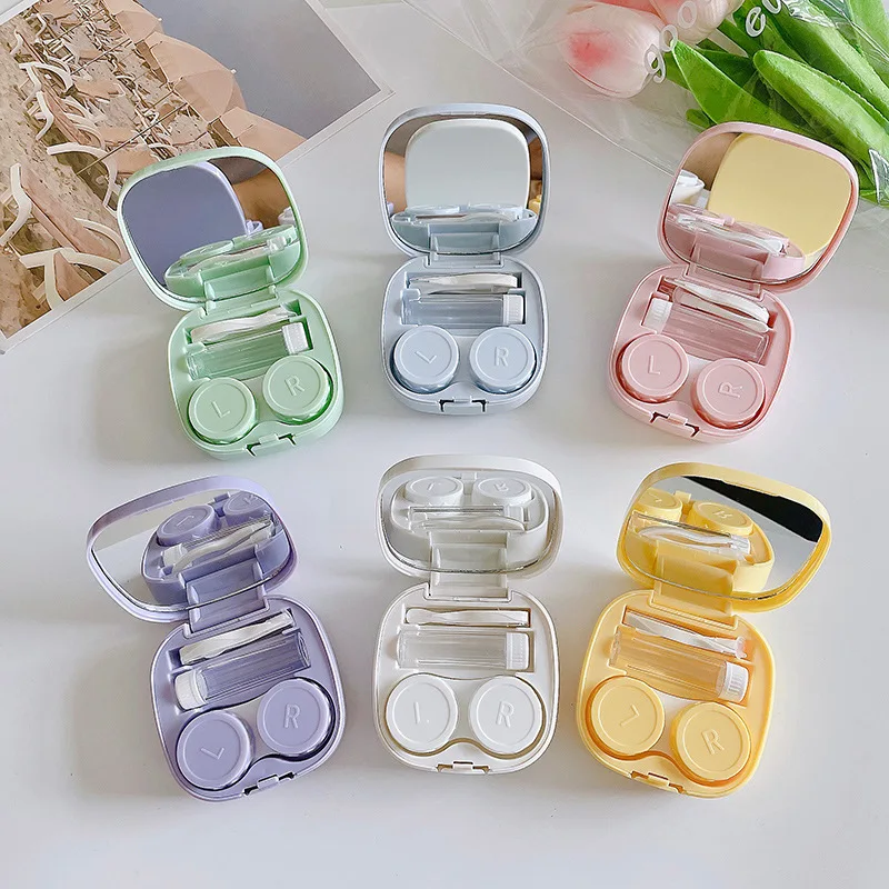 Multi-Color Frost Finish Contact Lens Box Easy Open Storage Container for Makeup Products-Glasses and Contact Lenses