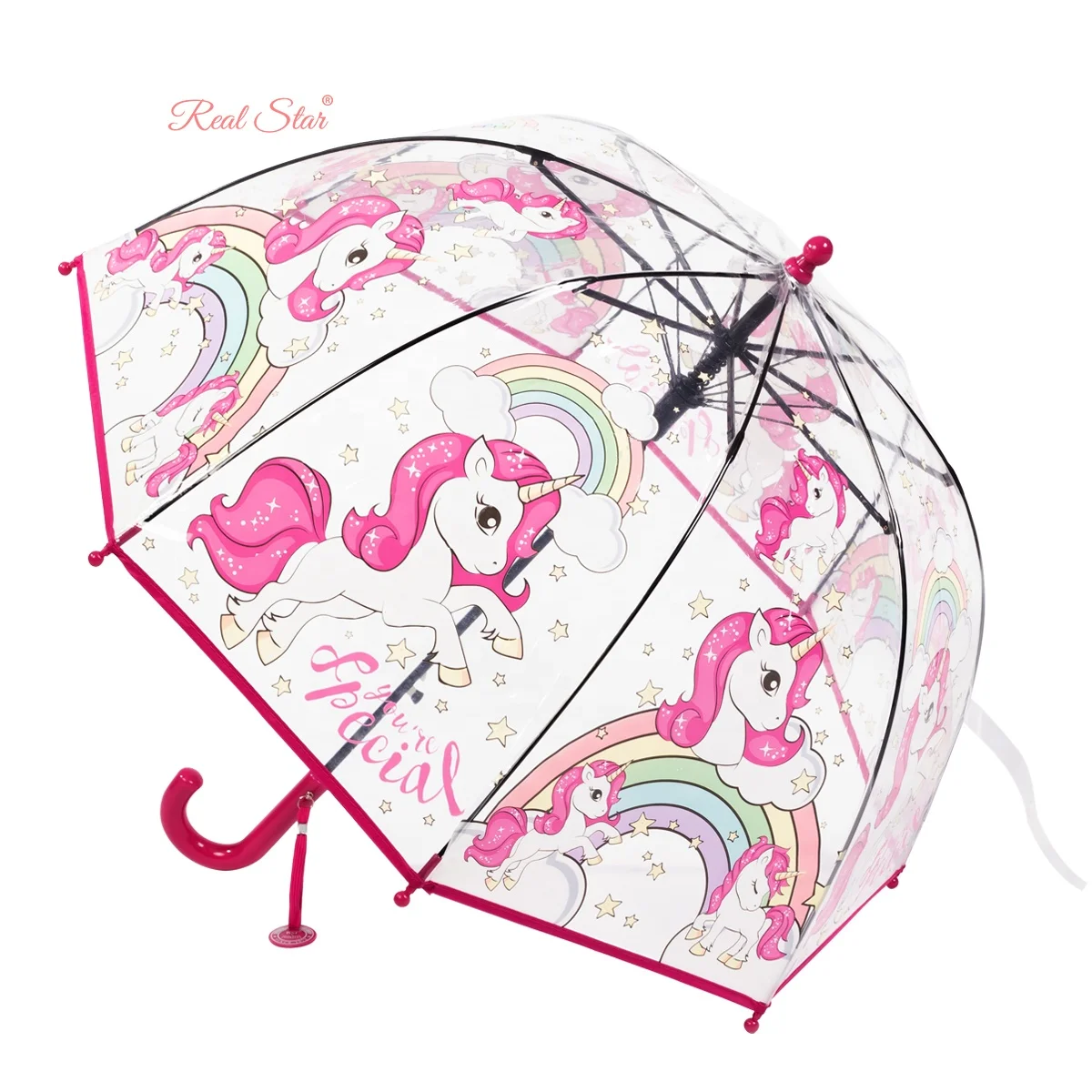 RST Гуанчжоу оптовая продажа Детский дешевый зонтик новый купол 19 дюймов маленький размер прозрачный зонт с единорогом (60719318677)