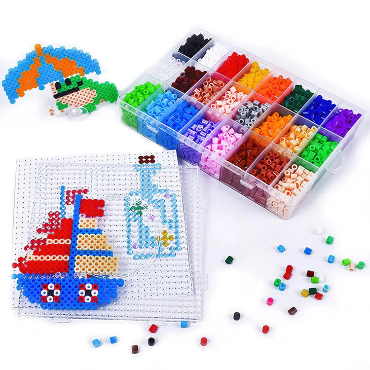 2024 Wholesale 24 Color 5mm Eva Box Educational Kid Puzzle Game Toy Perler Fuse Ironing Beads Hama Beads Set