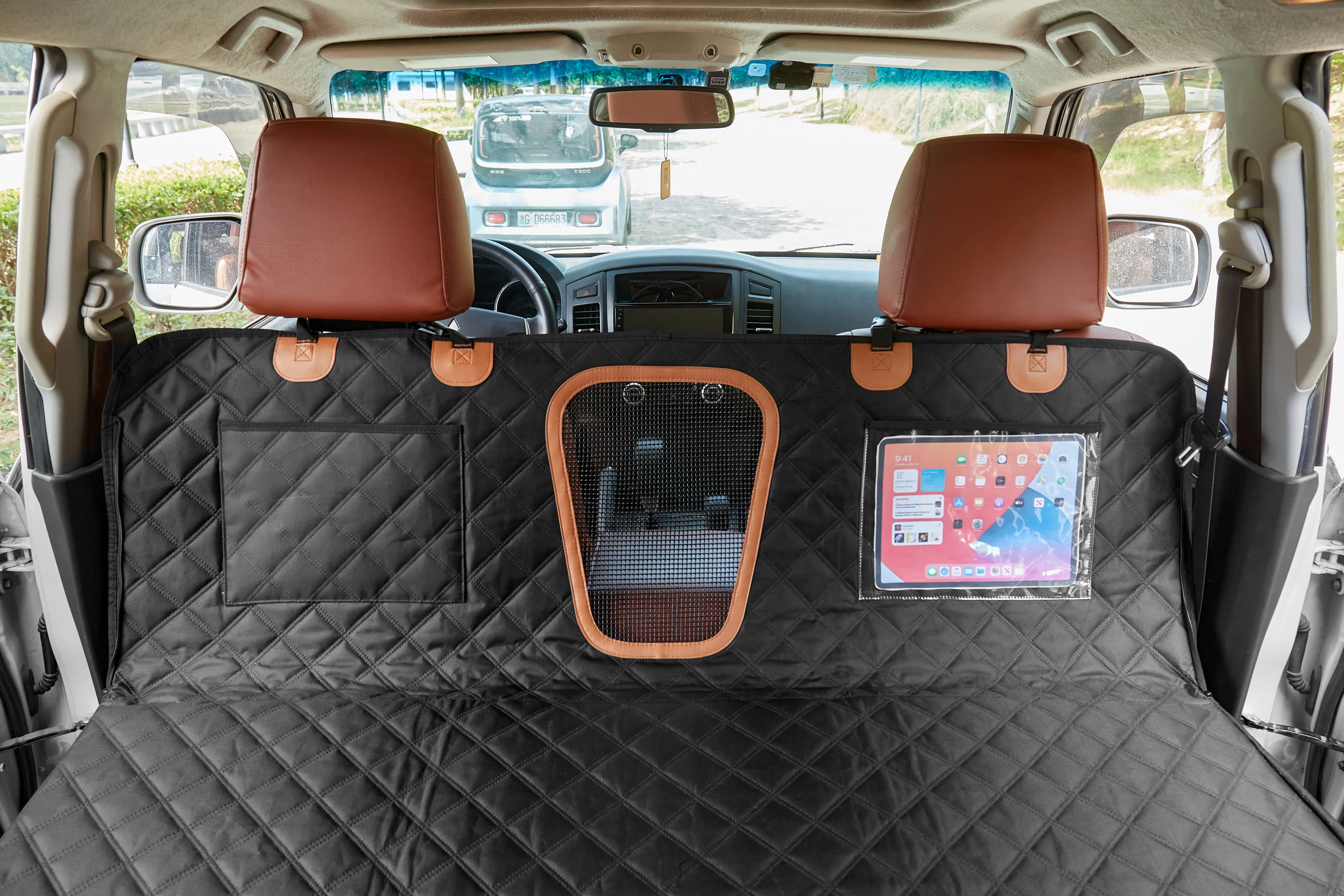 Wholesale gray black large width waterproof pet dog hammock hardbottom car rear seat cover for back seat