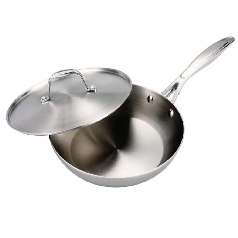 Tri Ply 304 Stainless Steel Frying Pan stainless steel cookware with 304 steel lid handle for wholesale Egg Frying Pan