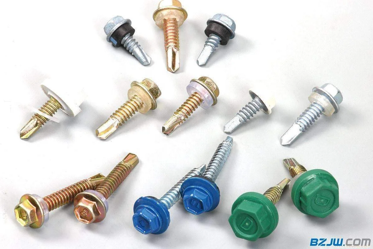 hex head drilling screw perno Carbon steel flange hex washer coating painted hexagon self drilling bolt silver white zinc plated