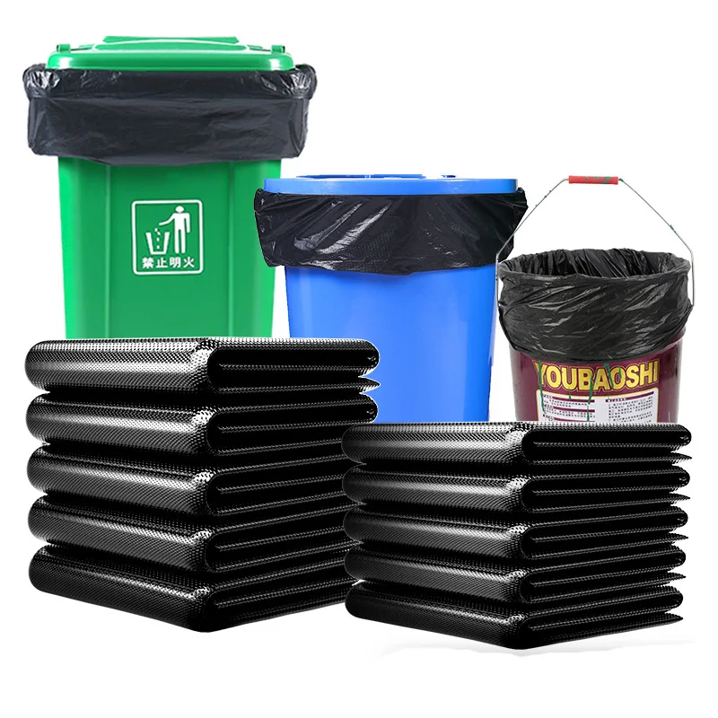 50 Gallon Heavy Duty Black Trash HDPE Garbage Bag Waterproof Bin Plastic Liners