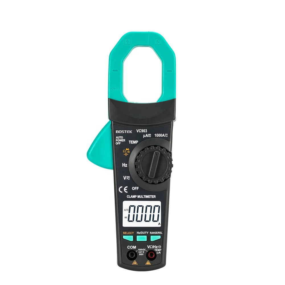 BOSTEK Digital Clamp Meter True-RMS AC DC Voltage 1000A Current Auto Clamp Multimeter for Temp Capacitor Ohm Hz Tester VC903