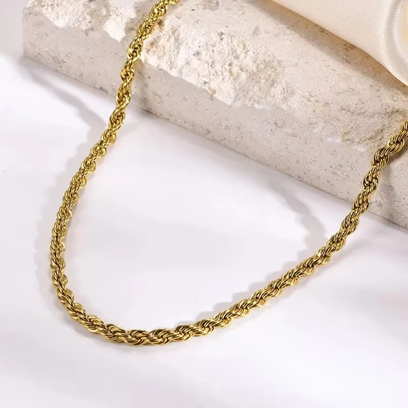 Wholesale Custom 14K 18K Gold Rope Chain For Men Women Necklaces Stainless Steel Chain For Jewelry Making