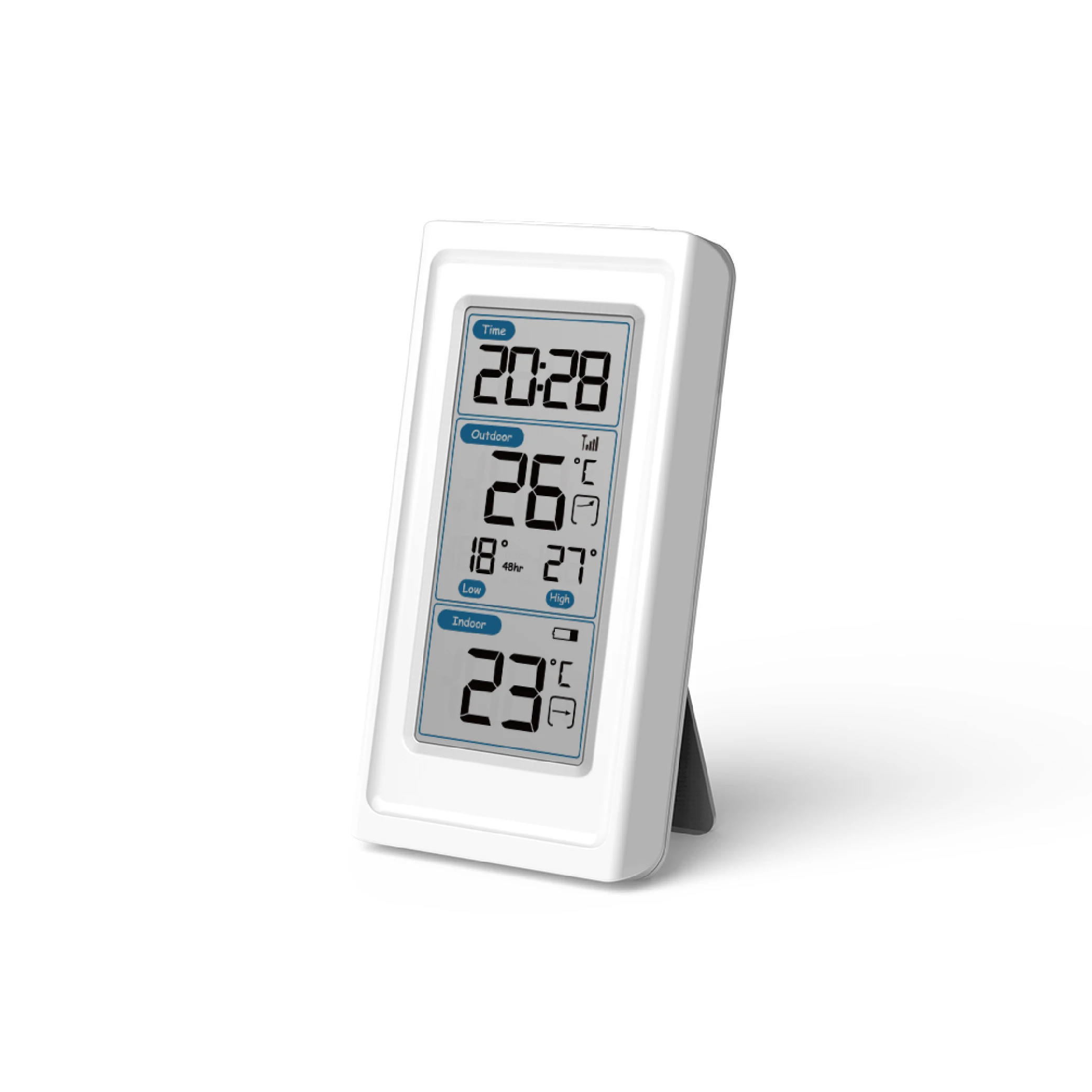 Wireless Thermometer Indoor Outdoor Thermometer Digital Temperature Monitor with Time Orange Backlight HI LO Temperature Records