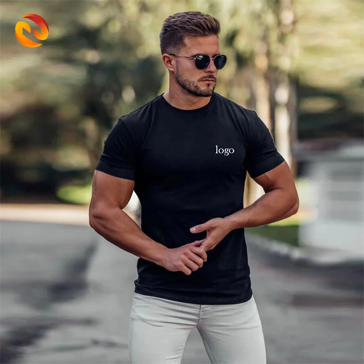 Мужская футболка из 95% хлопка, 5% спандекса