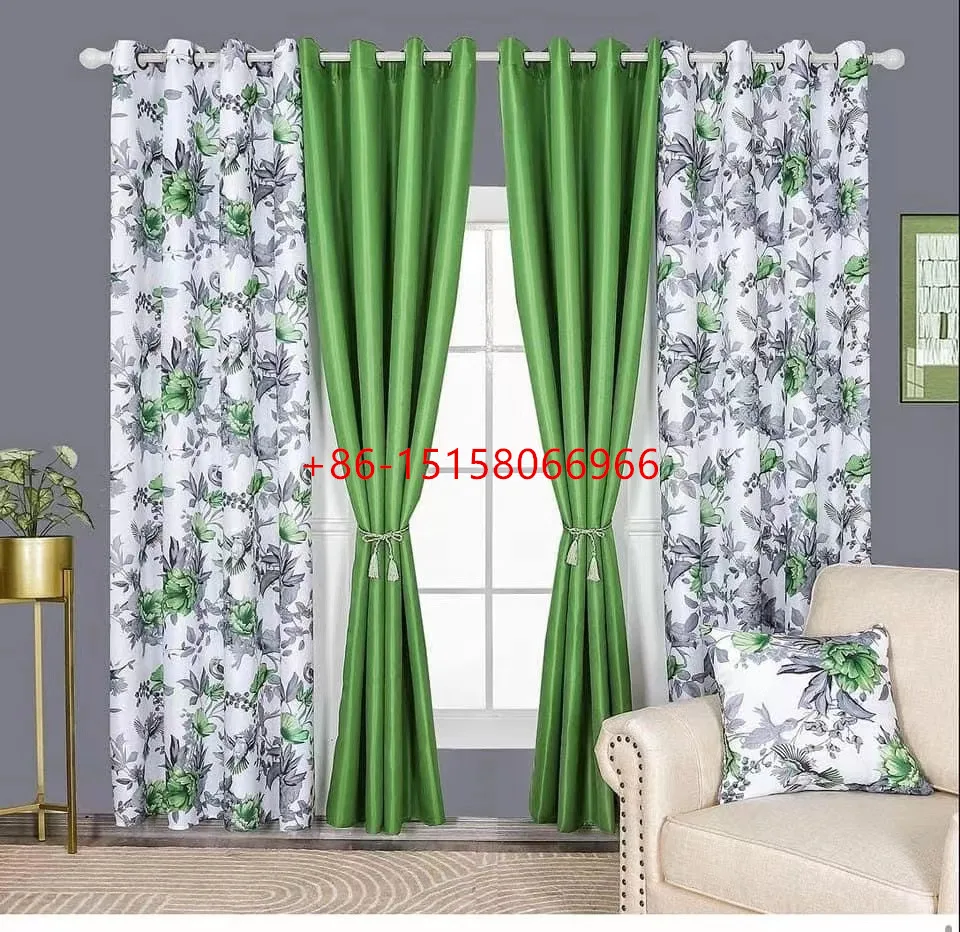 Floral Printed Room Darkening Polyester Fusion Door Eyelet Curtain Panel for Drawing Room Living Room