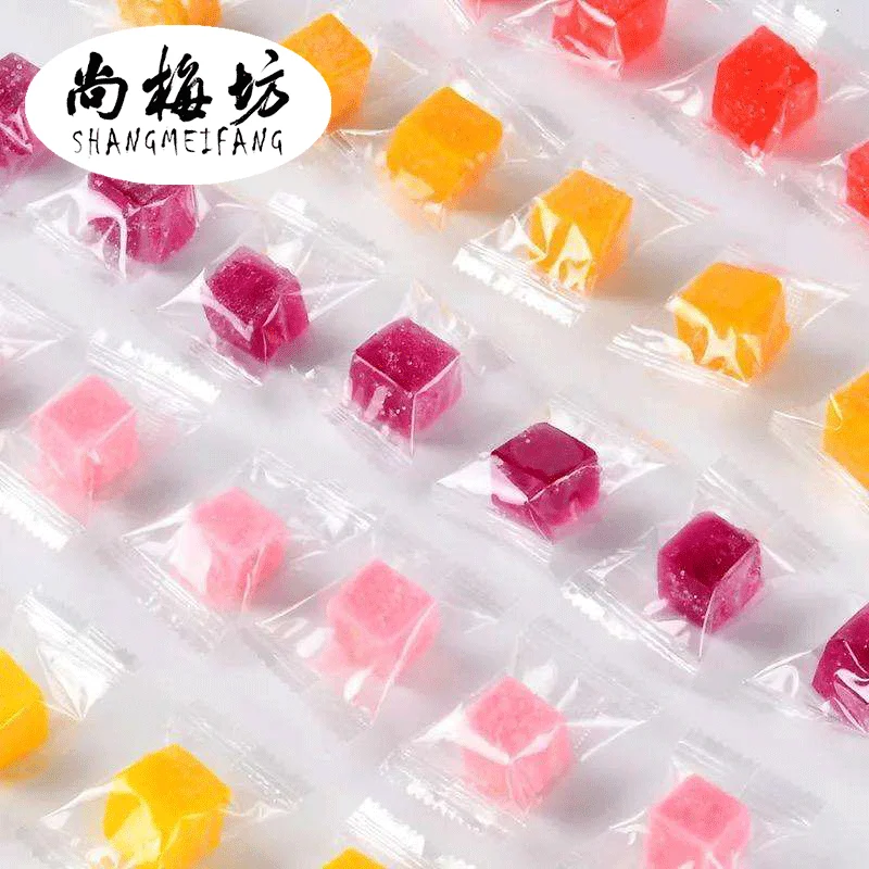 Free sample high quality cube shape jelly candy gummy sour sweet mix fruity gummy halal soft candy