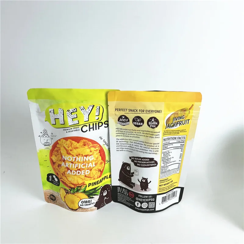 2022 hot sale food grade dry fruit bags smell proof stand up ziplock pouch for dried banana mango bag