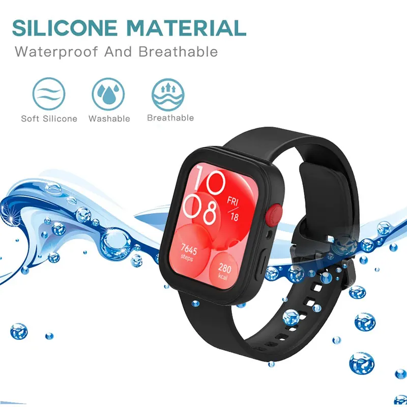 Candy Color Soft Silicone Watch Case for Huawei Watch Fit 3 Protective Cover Case Bumper for Huawei Watch Fit 3 Accessories