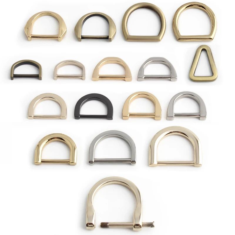 Nolvo World 15mm 35mm Aluminum D-Ring With Screw Bag Chain Strap Charms D Loop Metal D Rings For Luggage Bag Hardware Accessory