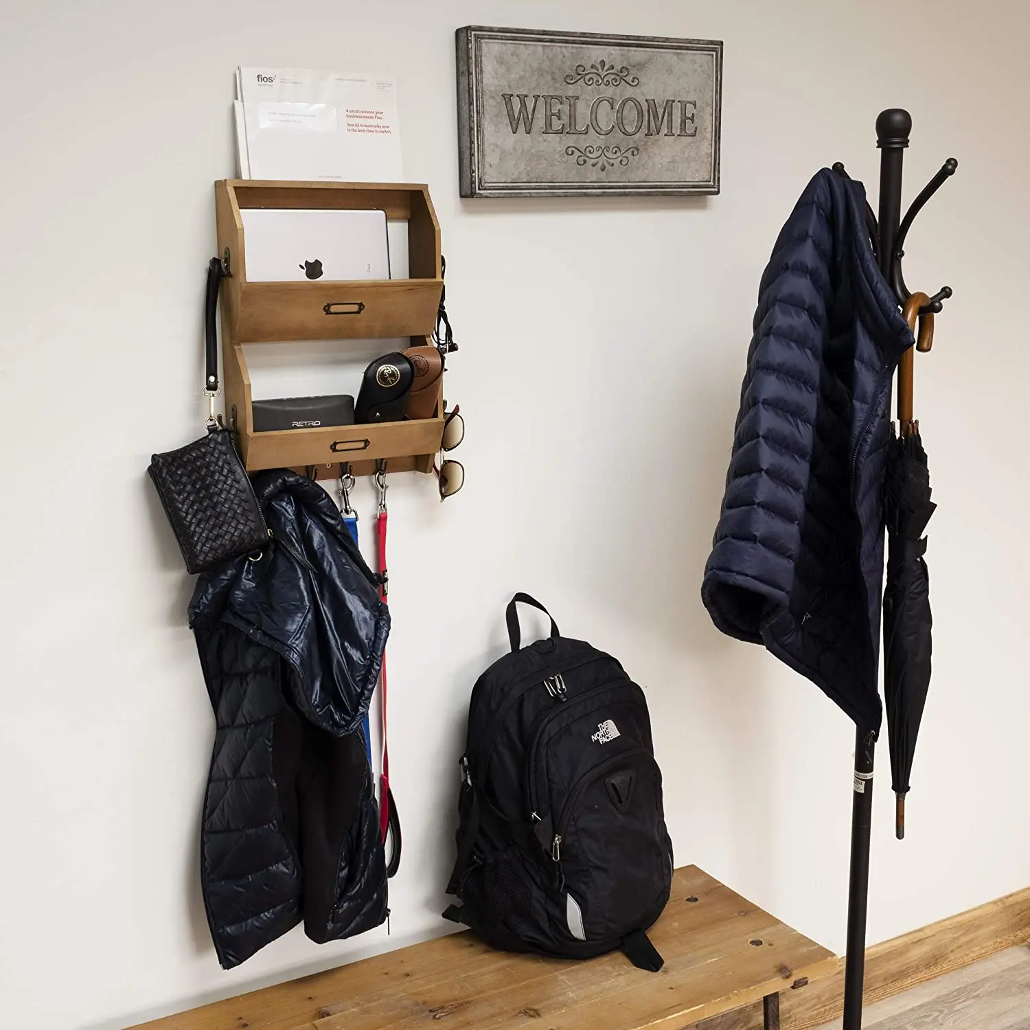 Custom Entryway Decorative Letter Shelf Wooden Key and Mail Rack Wall Mounted Hanger