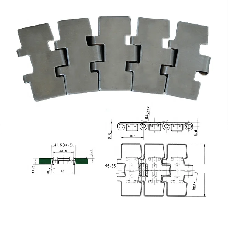 SS881 Stainless Steel Side Flexing Chain  for glass industry