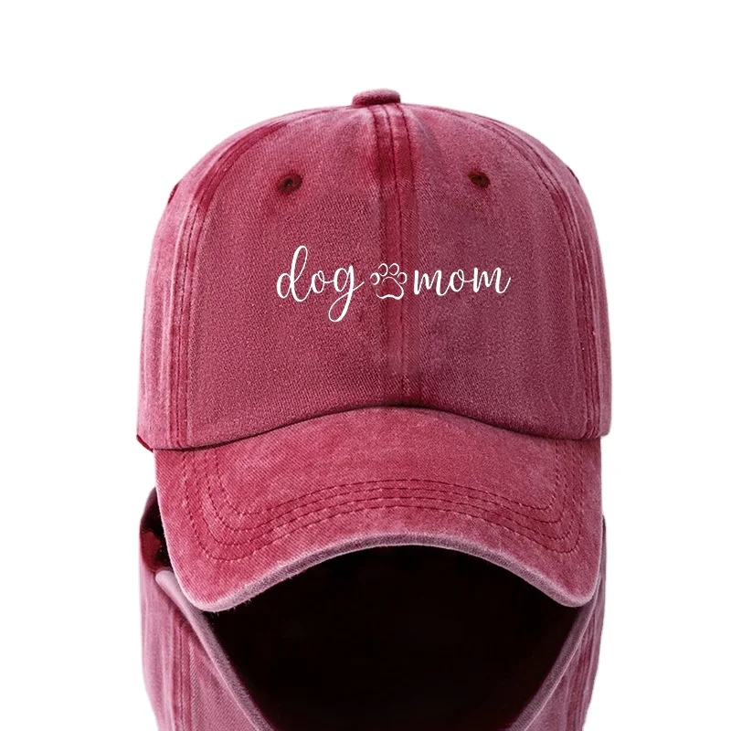 Custom Pug DOG MOM Letter Dad Hat Washed Baseball Cap