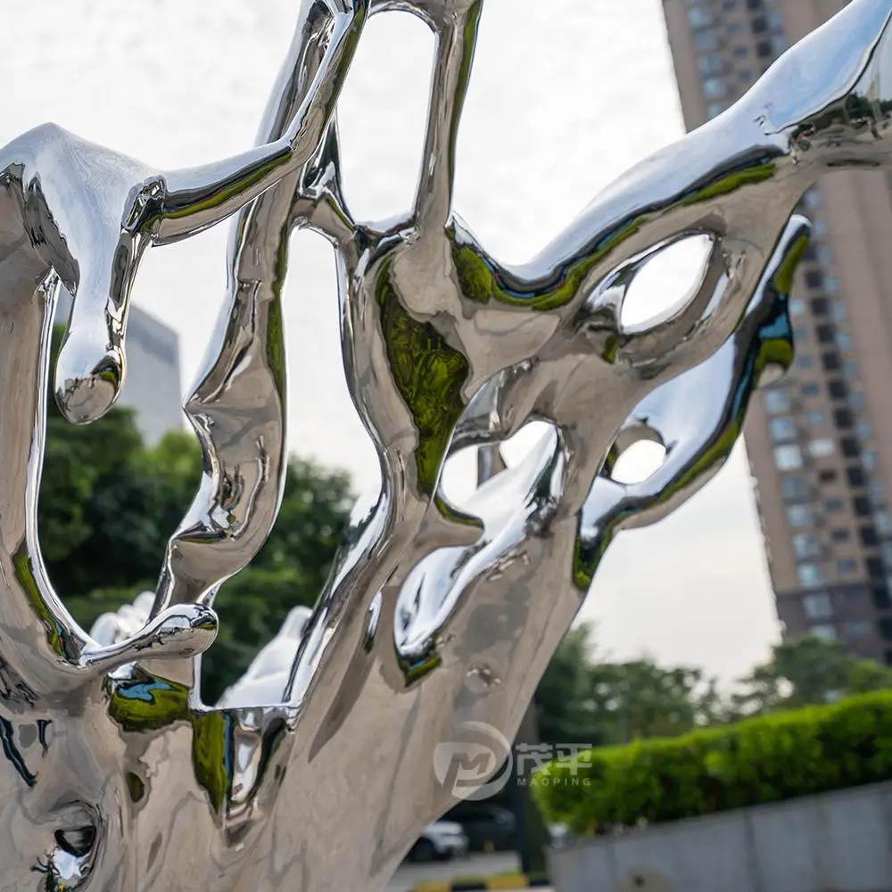 Custom Size Modern Luxury Artistic And Creative Stainless Steel  Mirror Polished Company Front Desk Ornaments Metal Sculpture