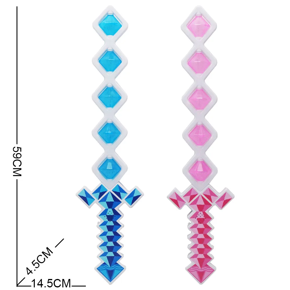 Hot Sale New Style Led Flashing Plastic Pixel Diamond shining Light up sword toy