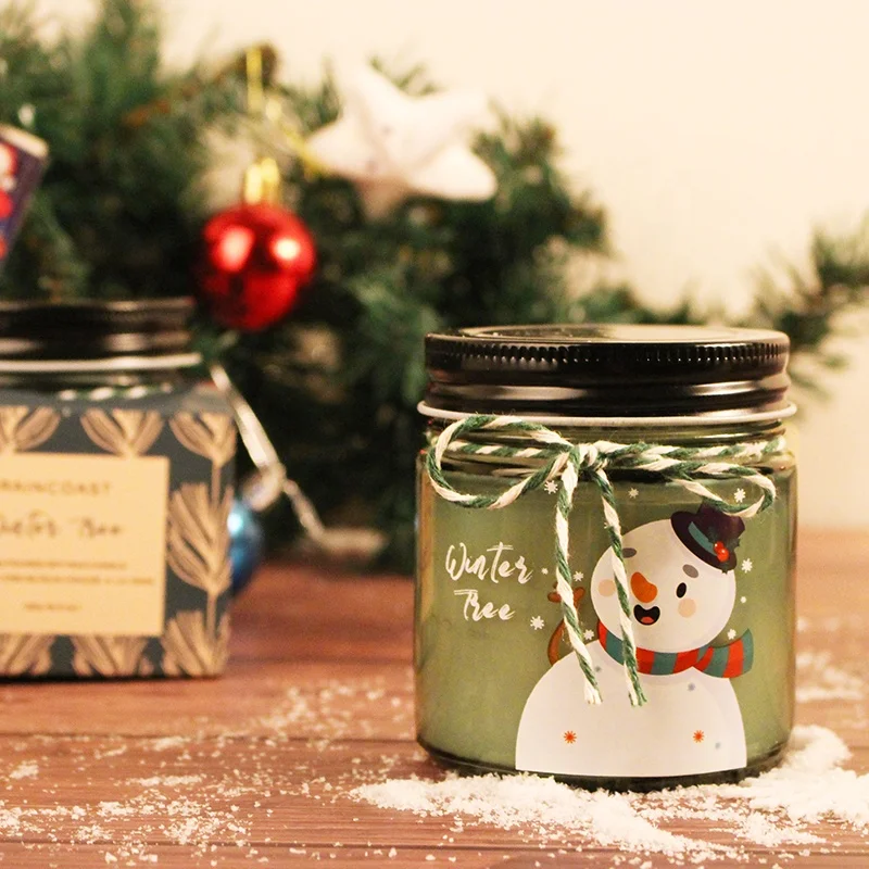 RAINCOAST Christmas Style Glass Candle 150g Private Label Soy Wax Scented Candles