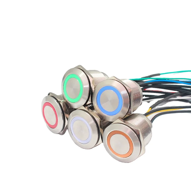 Кольцевые затемняющие светодиодные кнопочные переключатели FILN 16 мм 19 мм 12 В для панели RGB-цвета