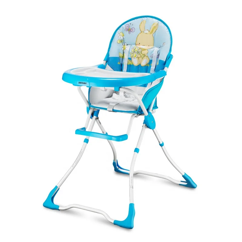 Plastic Baby High Chair European Standard Multi Function Feeding Dining Wholesale Baby High Chair with Cartoon Pattern Seat Pad