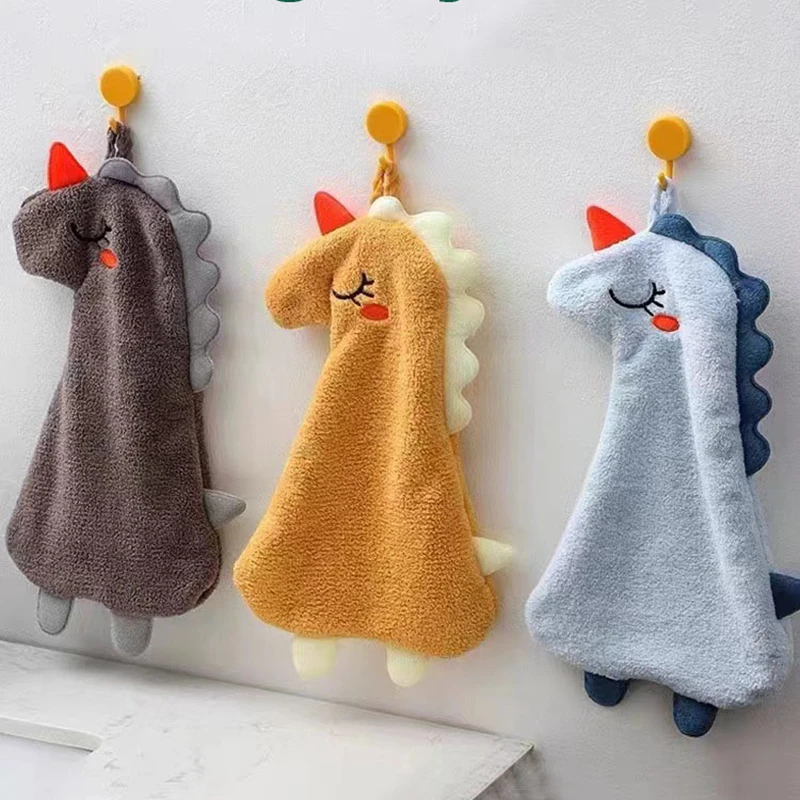 Coral Fleece Soft Towel Hanging Cloth For Kitchen And Bathroom Absorption  dragon type Hand Towels 20*40cm