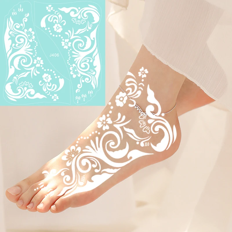 OEM New Product Colorful Body Painting Art Disposable Semi Permanent 3D Disposable White Waterproof Lace Henna Temporary Tattoo