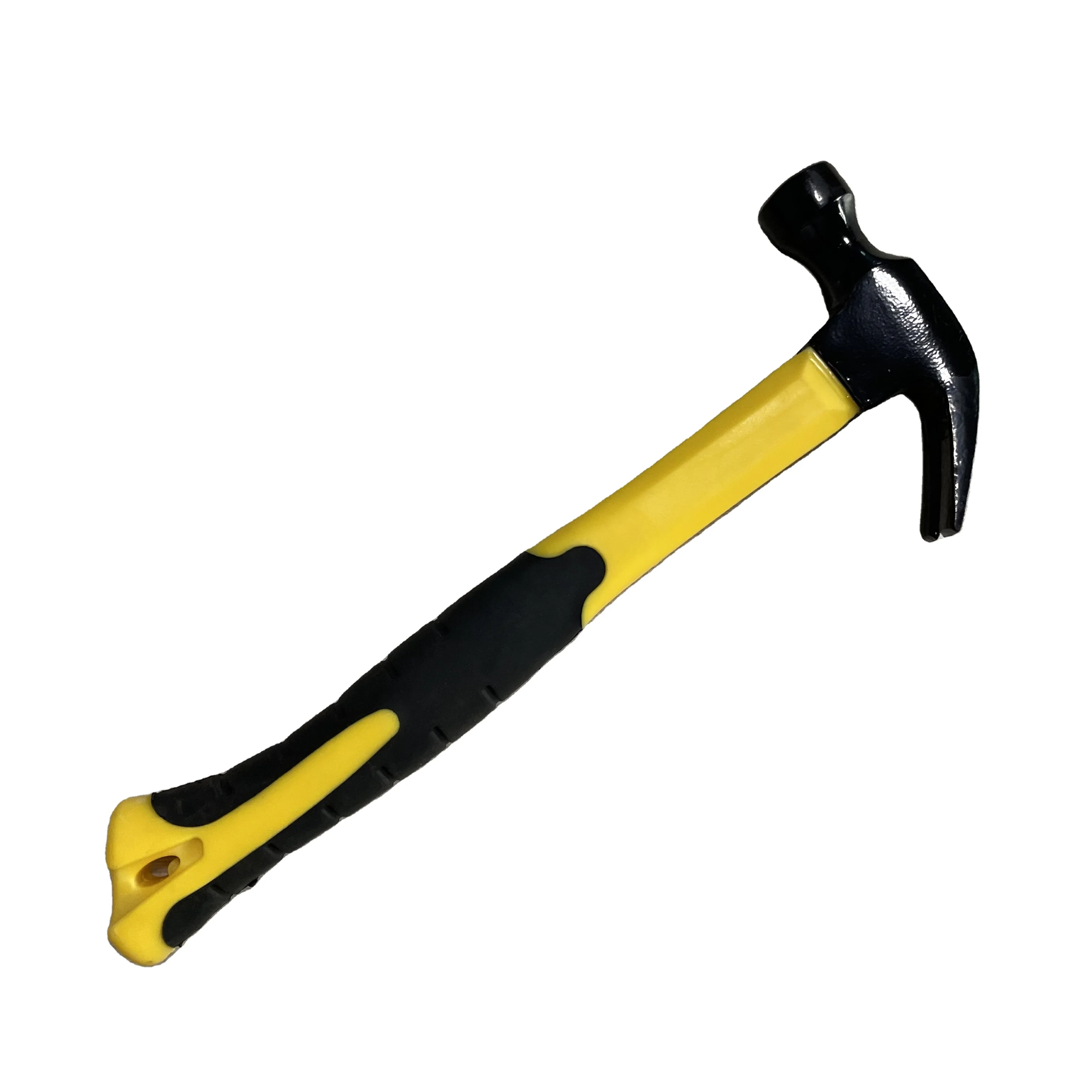 Professional 16oz carbon steel hand tool fiberglass handle claw hammer for repairing