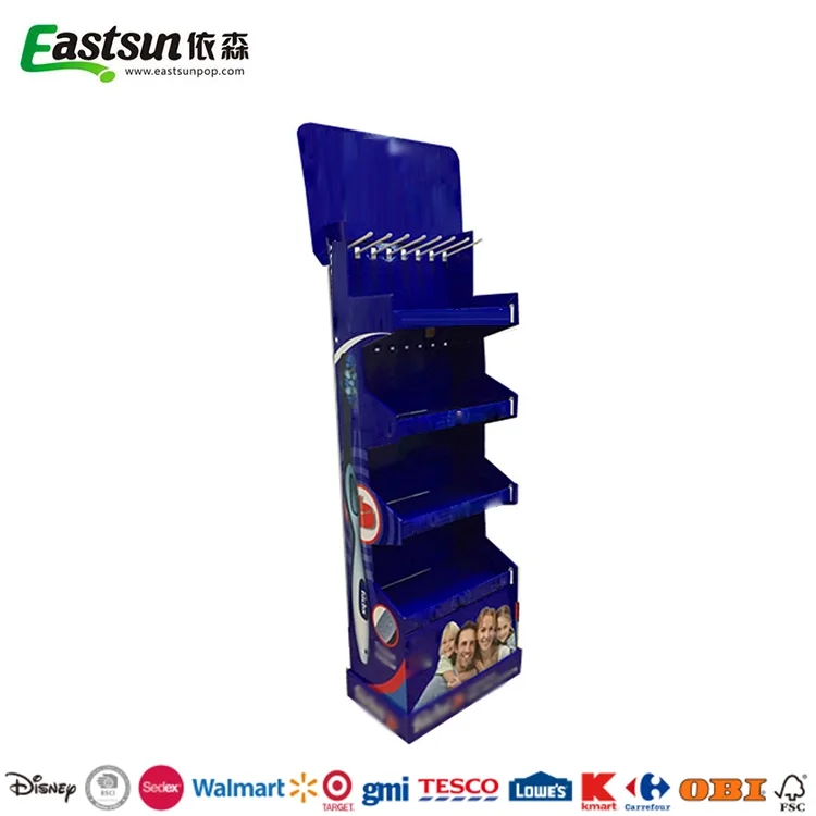Custom Made Supermarket Eco-friendly Cardboard Toothbrush Display Stand Rack