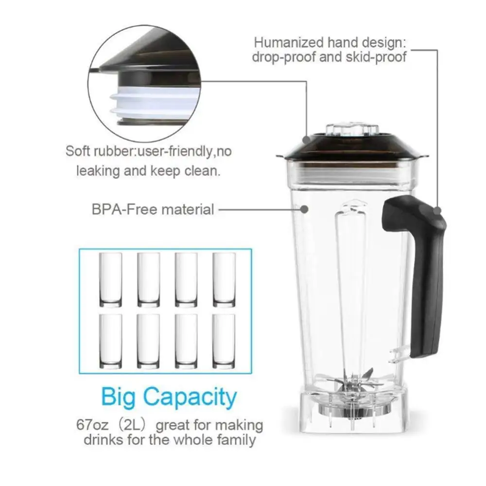 Wholesale Price High Durability 2L Food Grade Bpa-Free Container Square Plastic Jar Blender Parts