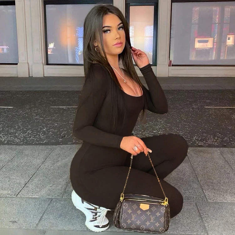 2023 New Arrival Custom Yoga Jumpsuits Playsuits Wholesale Solid Color Bodycon One Piece Jumpsuit For Women