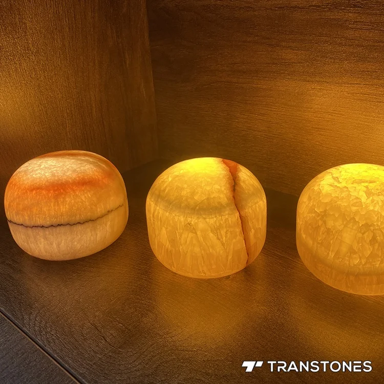 Alabaster Bedside Lamp Translucent Polished Color Changing Natural Onyx Table Lamp