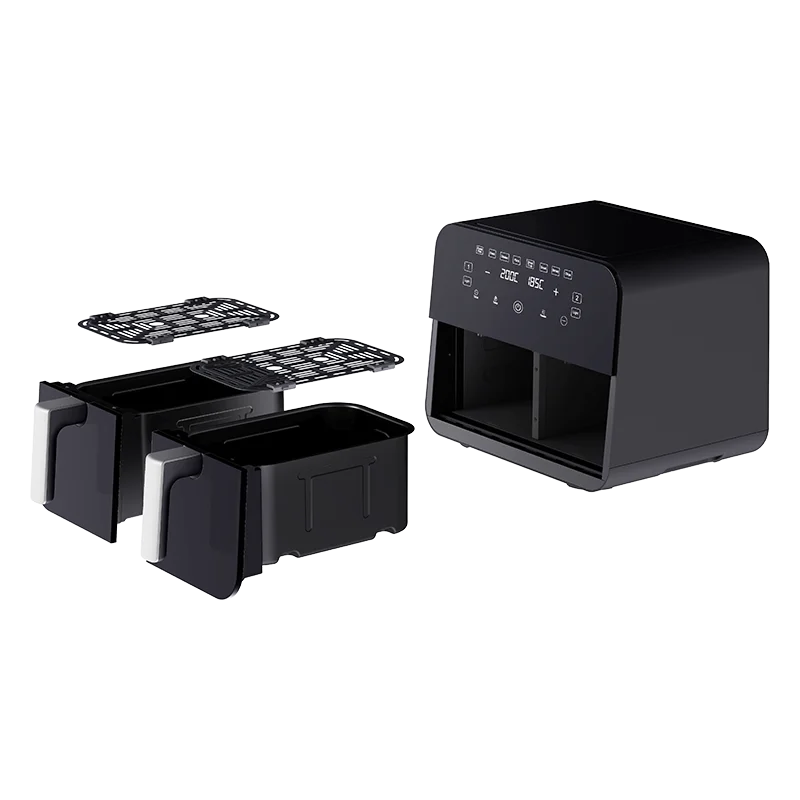 hot selling  2500w large caacity 9 L Smart Air Fryer Oven 2-Basket Air Fryer with 2 Independent Frying Baskets