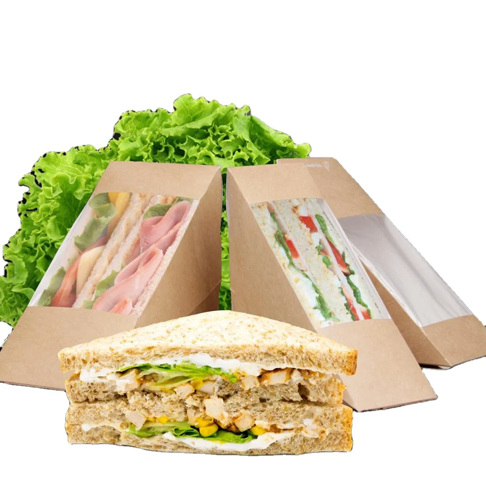 Customized Snack Packaging Sandwich Box Fast Food Bread Packaging Food,food & Beverage Packaging Kraft Paper or Coated Paper OEM