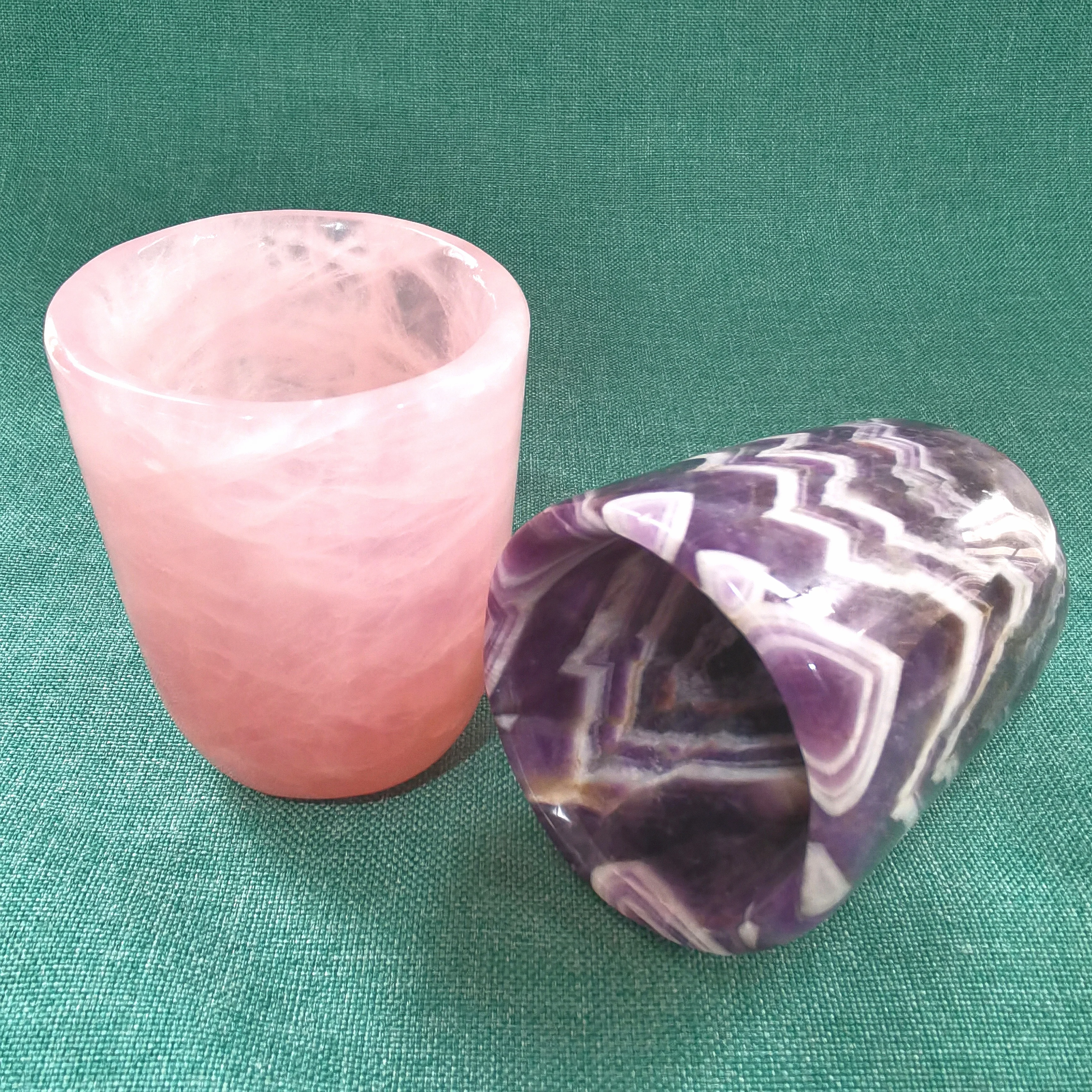 Wholesale Natural Crystal Stone Rose Quartz And Dream Amethyst Tea Cup For Gift