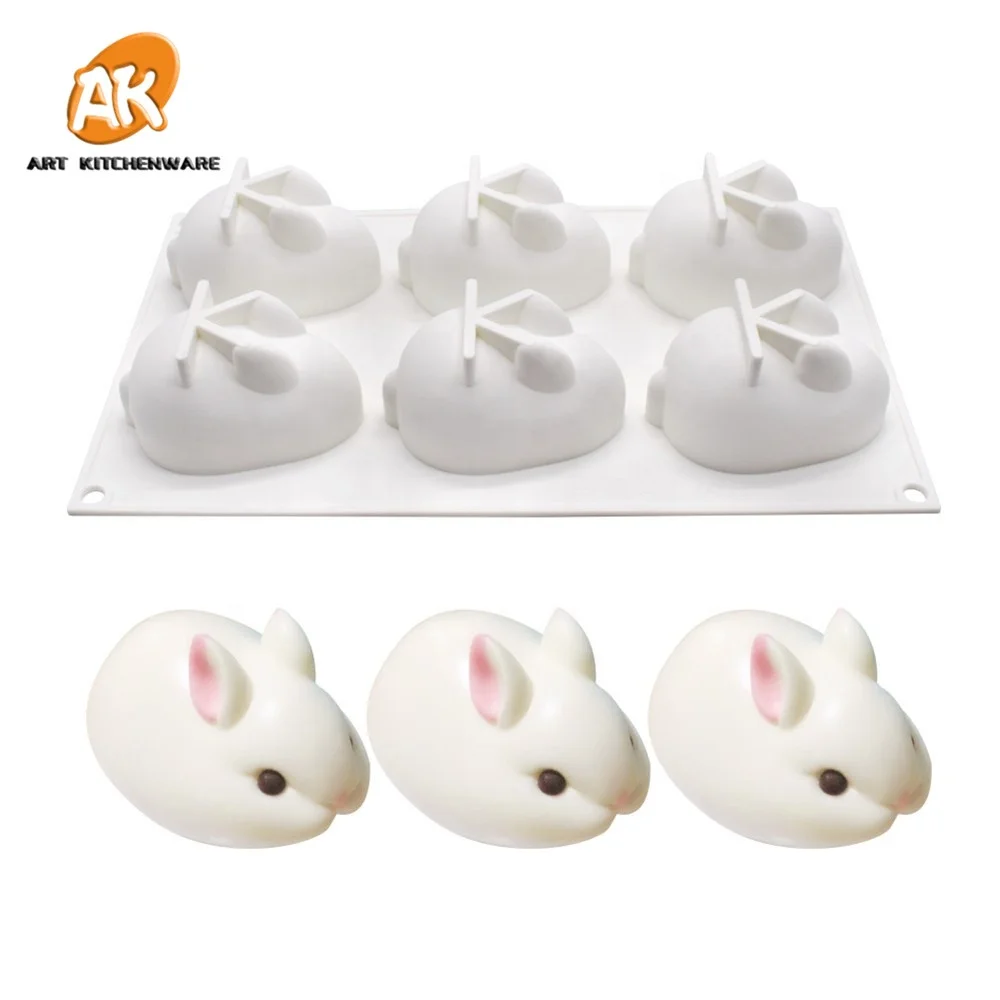 AK пасхальные 6 морских свинок кролик 3D силиконовый торт пресс-формы для выпечки DIY желе формы кухонные принадлежности Шоколад Мыло Формы MC-127