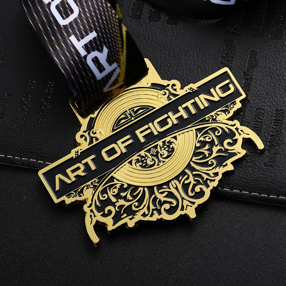 Заводская 3d позолоченная медаль с эмалью и шнурком из цинкового сплава