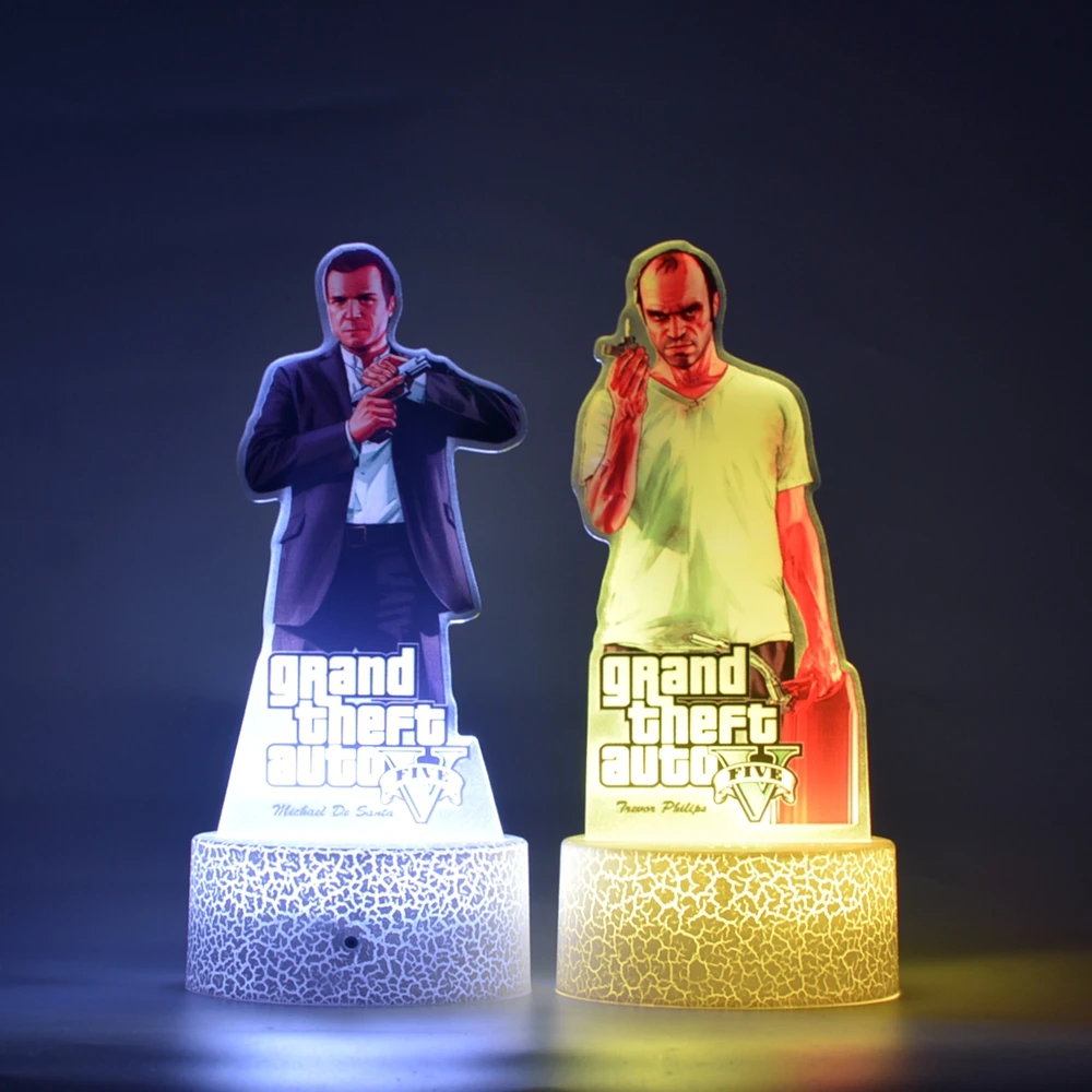 16 Color Remote nightlight GTA game 5 V derivatives Acrylic night light Bedside home atmosphere Table Desk lamp for player