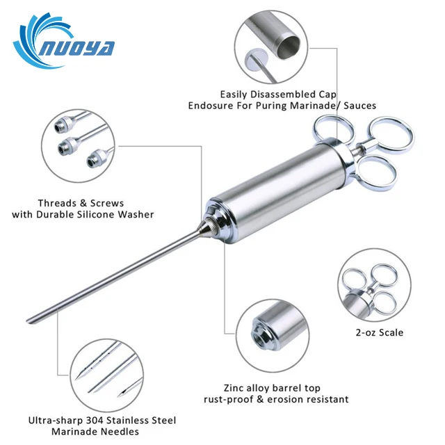 Hot Sale 2-oz gun kit sauce barbecue turkey brine machine set seasoning meat injector syringe