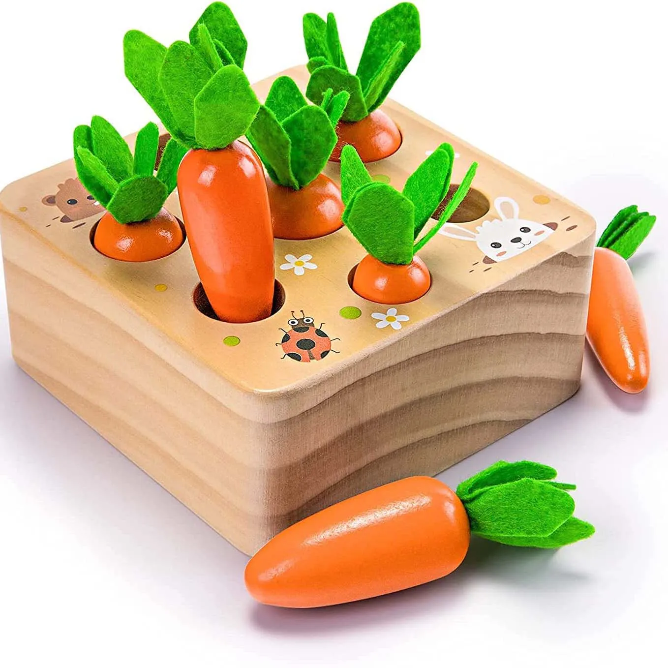 wood toys for kids montessori Toys Educational Carrot Harvest Toy for Toddlers, Shape Sorting Matching Puzzle, Developmental Lea