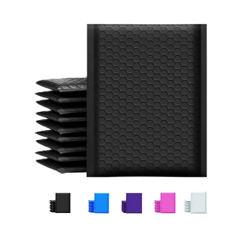 OEM Stock Waterproof Express Courier Shipping Packaging Strong Adhesive Plastic Padded Envelope Black Poly Bubble Mailing Bags