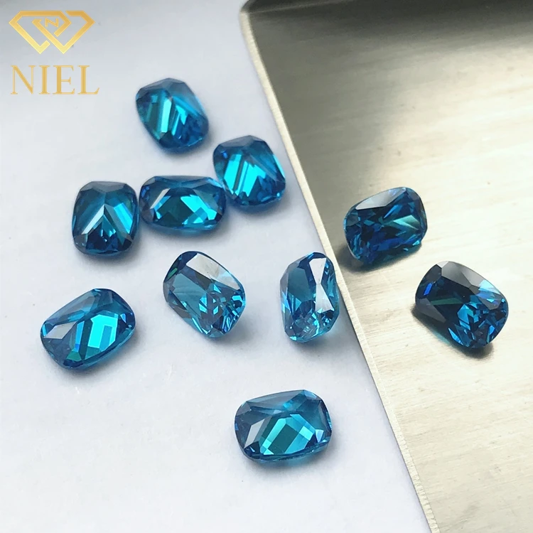 Long cushion 6x8mm loose cubic zirconia gemstones gems gemstone blue zircon cz aquamarine stones for sale