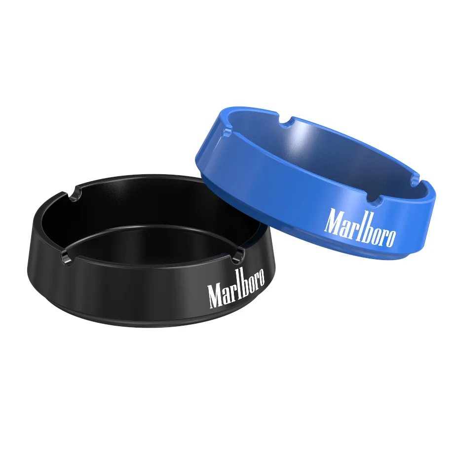 11cm giveaway round black plastic ashtray with customized logo