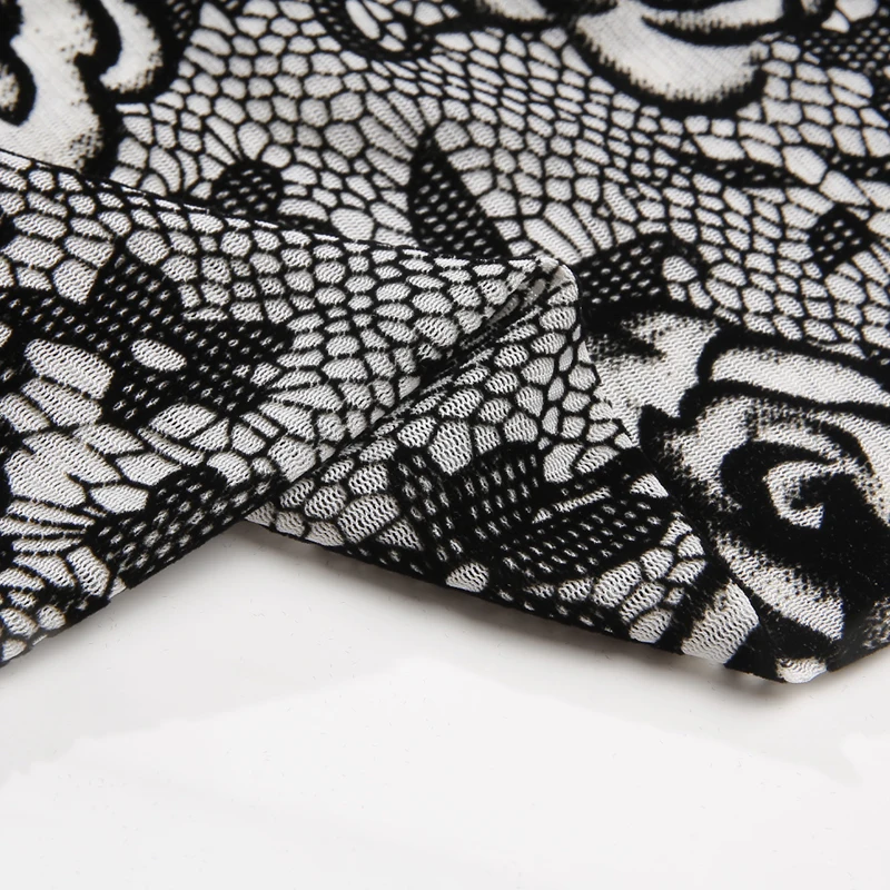 Прямые продажи с фабрики 75D нейлоновая высокоэластичная сетчатая ткань Флокированным дизайном-тонкий узор/Полный Цветочный Флокированный