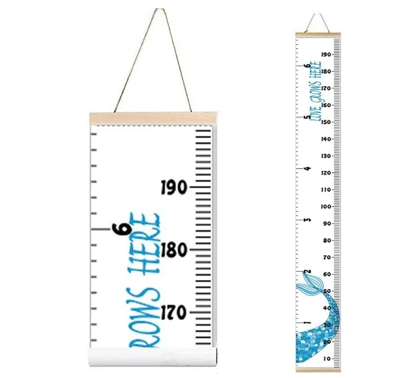 Kids Growth Chart Wood Frame Fabric Canvas Height Measurement Ruler from Baby to Adult for Child's Room Decors