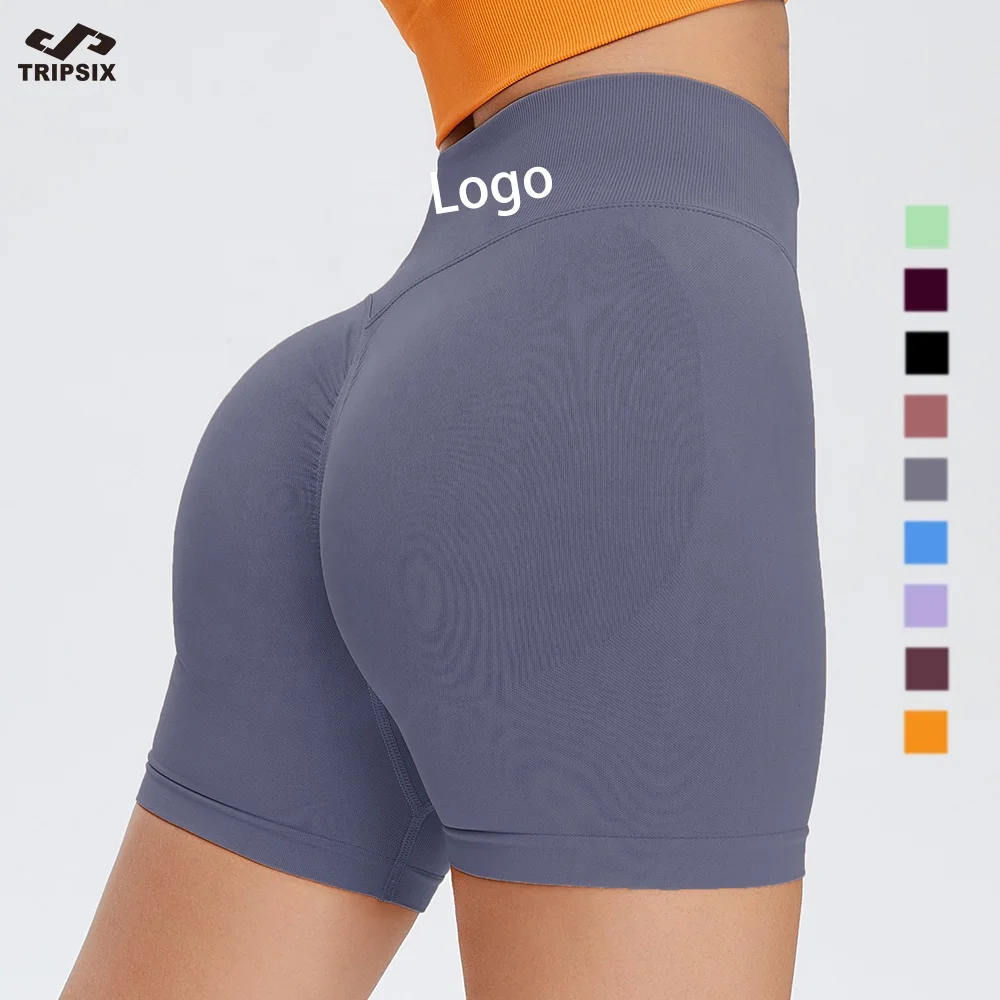 Custom Logo Women Gym Sport Wear Fitness Workout Seamless Yoga Pants Scrunch Butt Lift Leggings Yoga Shorts